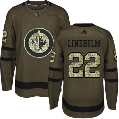 Adidas Winnipeg Jets #22 Par Lindholm Green Salute To Service Stitched NHL Jersey